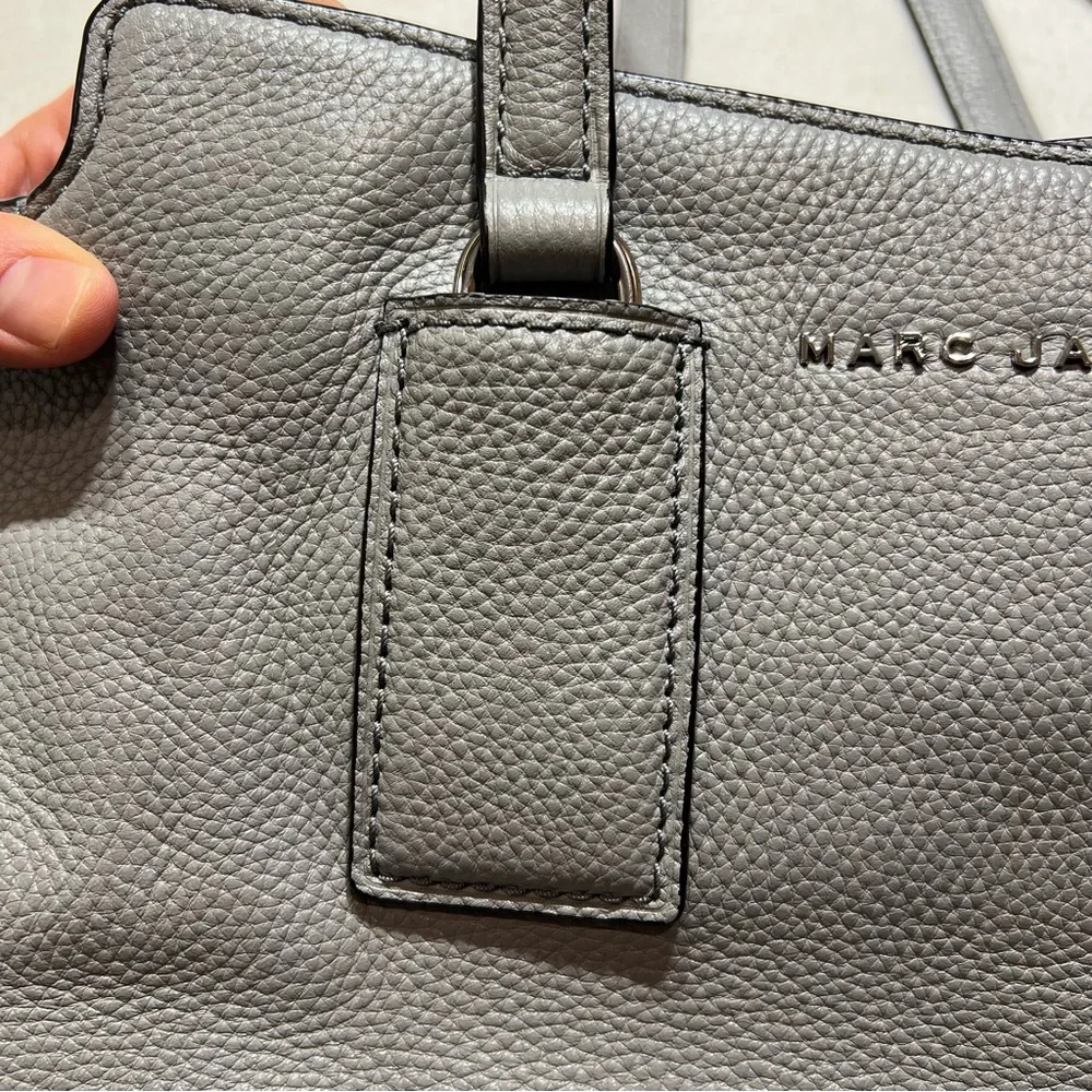 Marc Jacobs double edge leather satchel purse storm grey